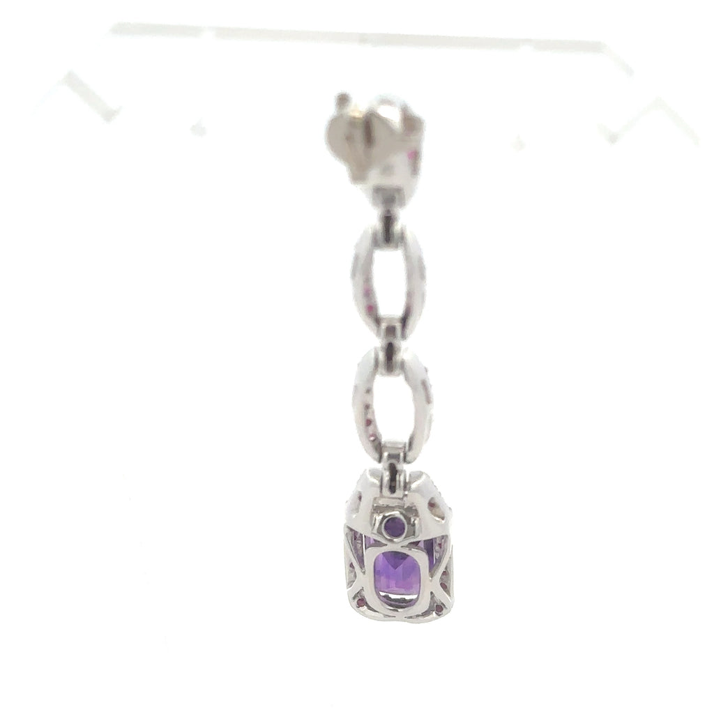 18k White Gold Amethyst & Ruby Pendant
