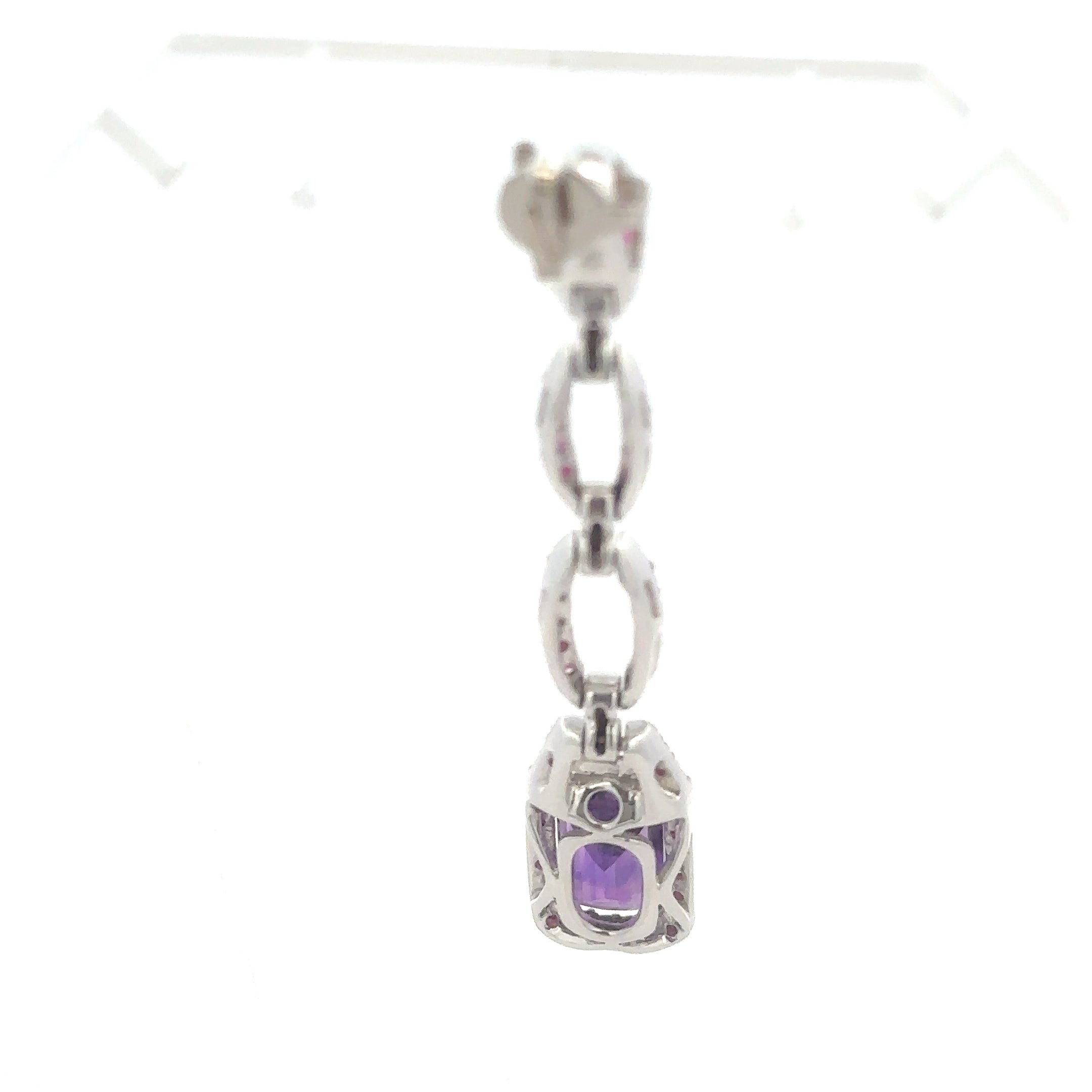 18k White Gold Amethyst & Ruby Pendant