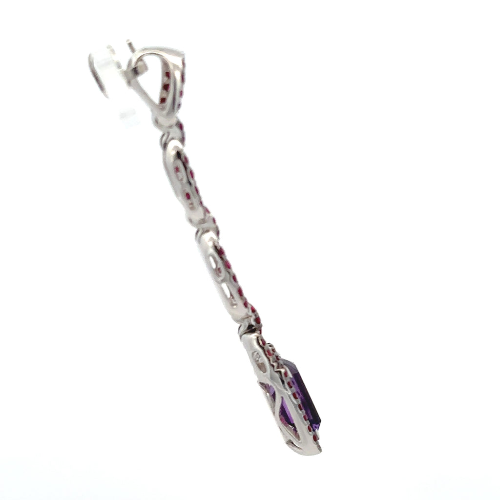 18k White Gold Amethyst & Ruby Pendant