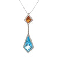 18k White Gold Citrine & Swiss Blue White Diamonds Pendants