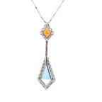 18k White Gold Citrine & Swiss Blue White Diamonds Pendants