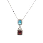 18k White Gold Swiss Blue & Mozambique White Diamonds Pendant