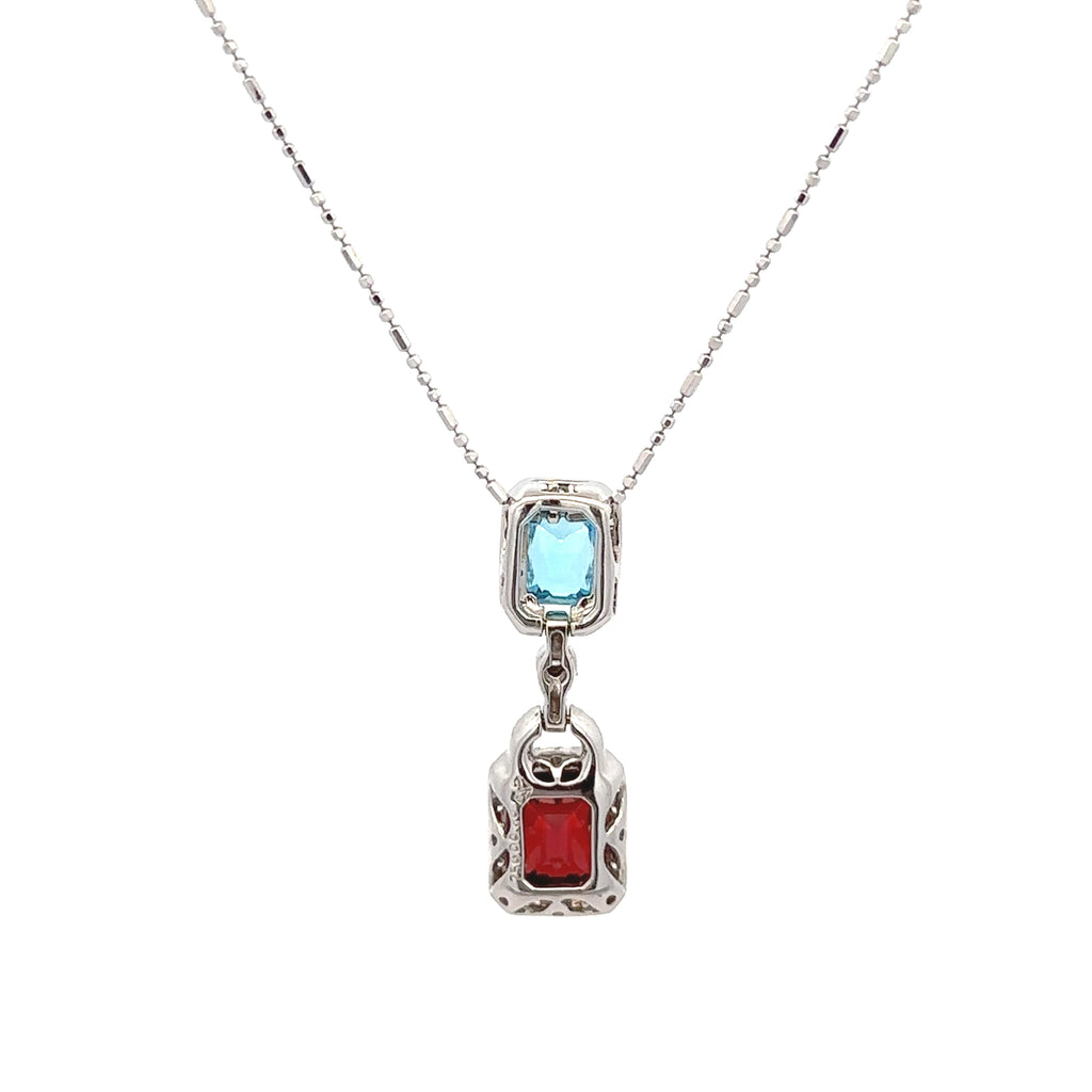 18k White Gold Swiss Blue & Mozambique White Diamonds Pendant