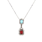 18k White Gold Swiss Blue & Mozambique White Diamonds Pendant