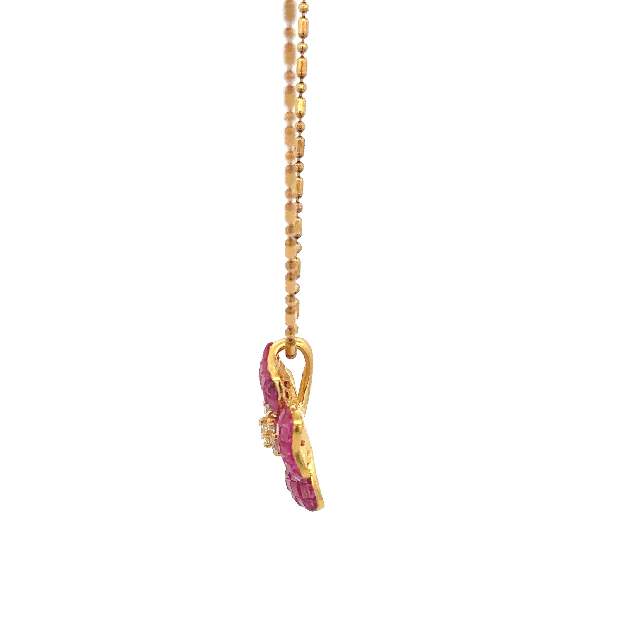 18k Pink Gold Pink Sapphire & White Diamonds Pendants