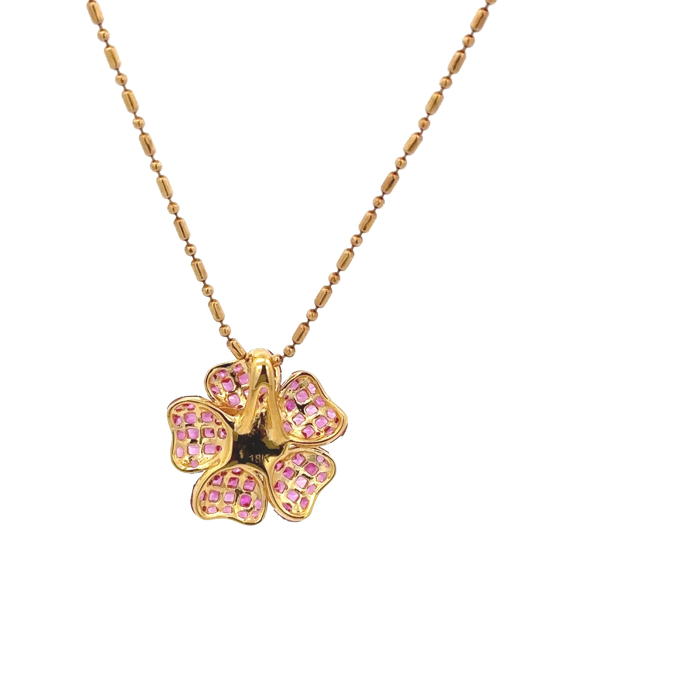 18k Pink Gold Pink Sapphire & White Diamonds Pendants
