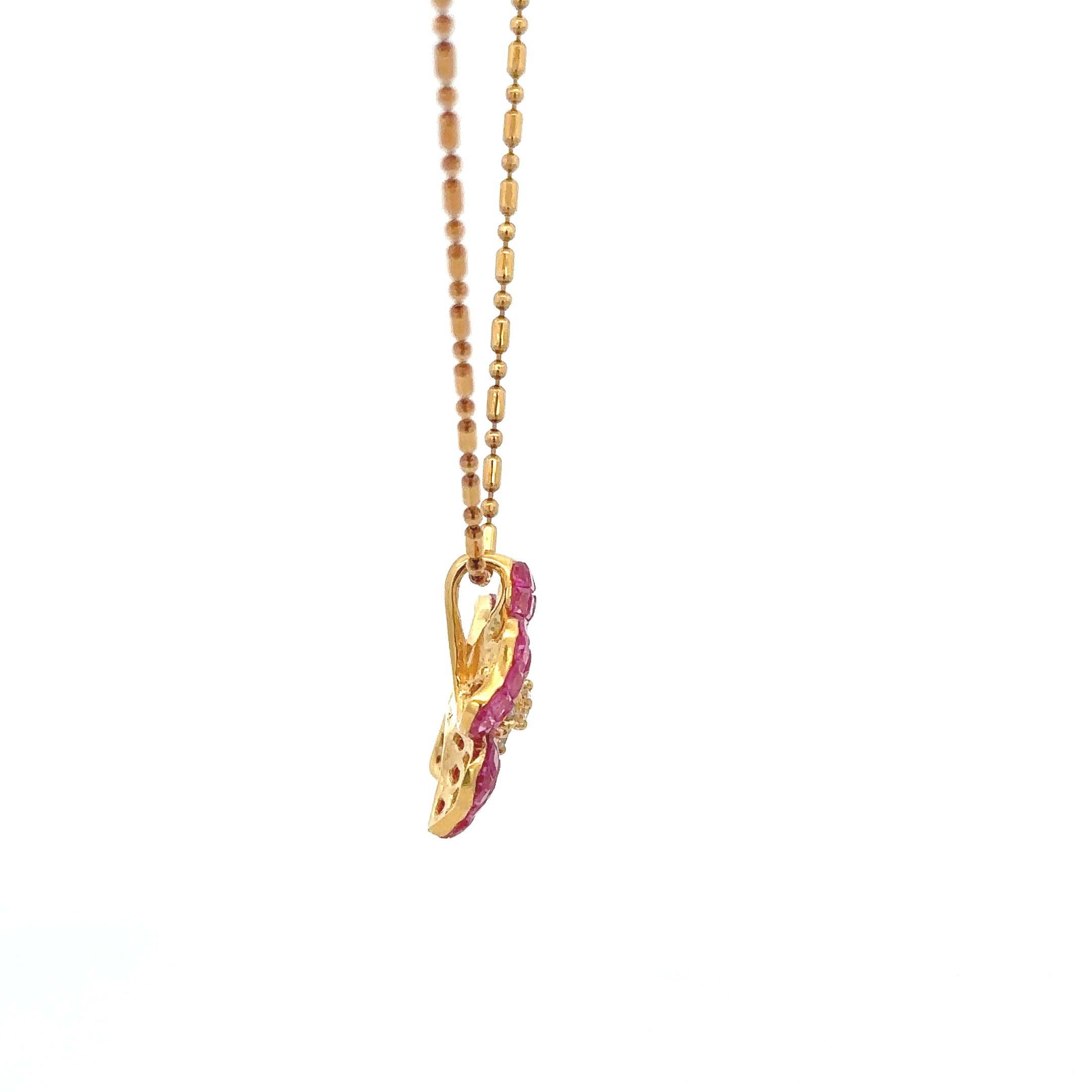 18k Pink Gold Pink Sapphire & White Diamonds Pendants