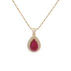 18k Yellow Gold Ruby & White Diamonds Pendant