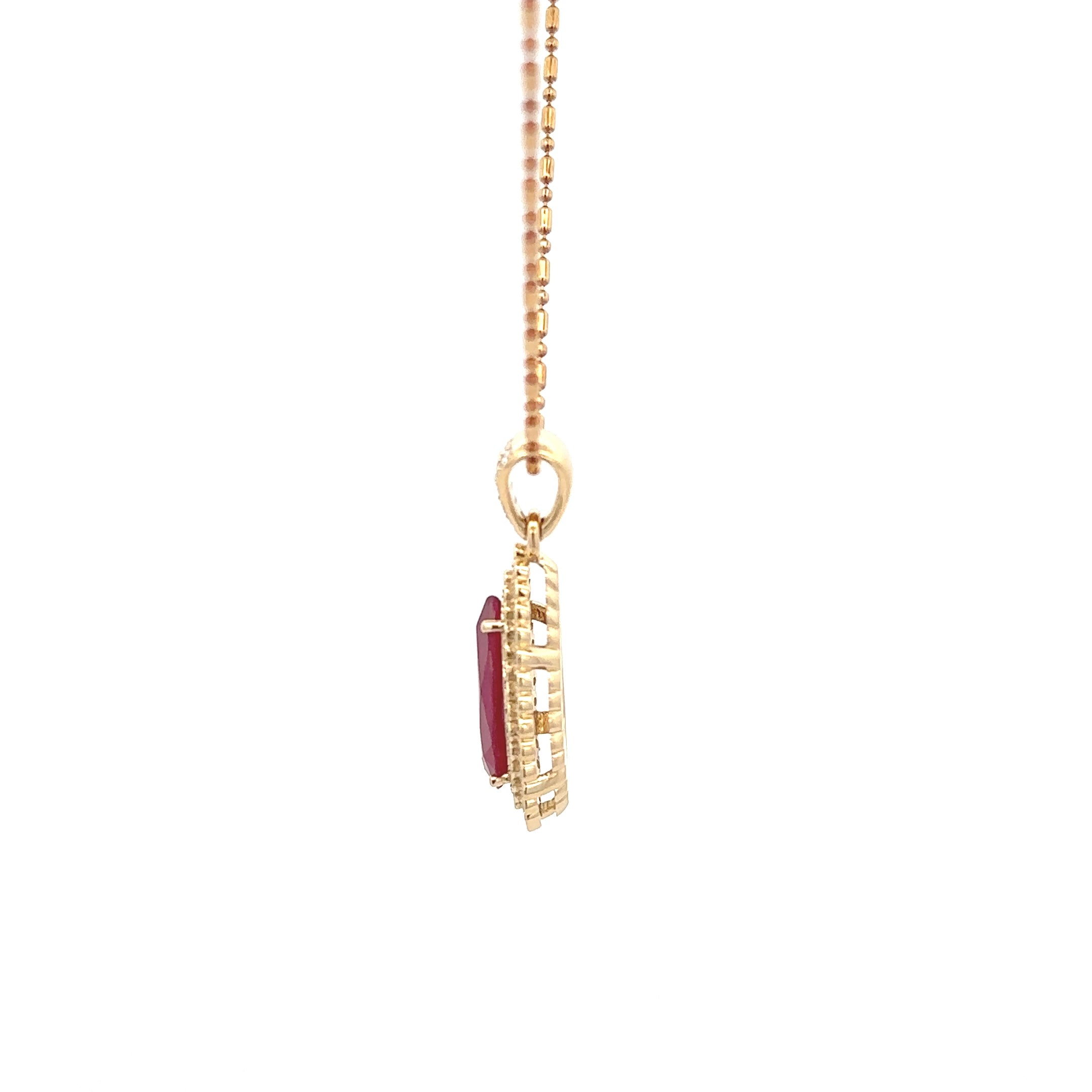 18k Yellow Gold Ruby & White Diamonds Pendant