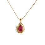18k Yellow Gold Ruby & White Diamonds Pendant