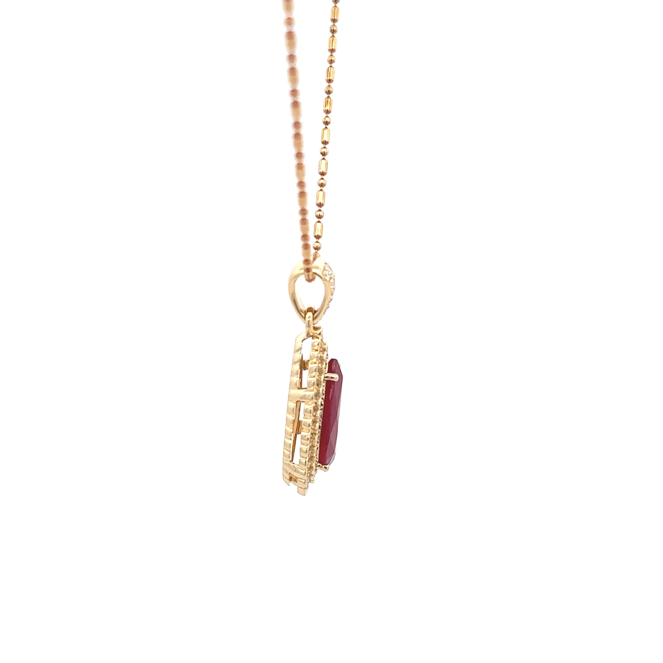 18k Yellow Gold Ruby & White Diamonds Pendant
