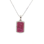 18k White Gold Ruby & White Diamonds Pendant