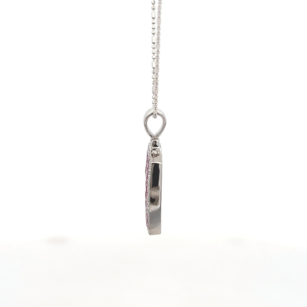 18k White Gold Ruby & White Diamonds Pendant