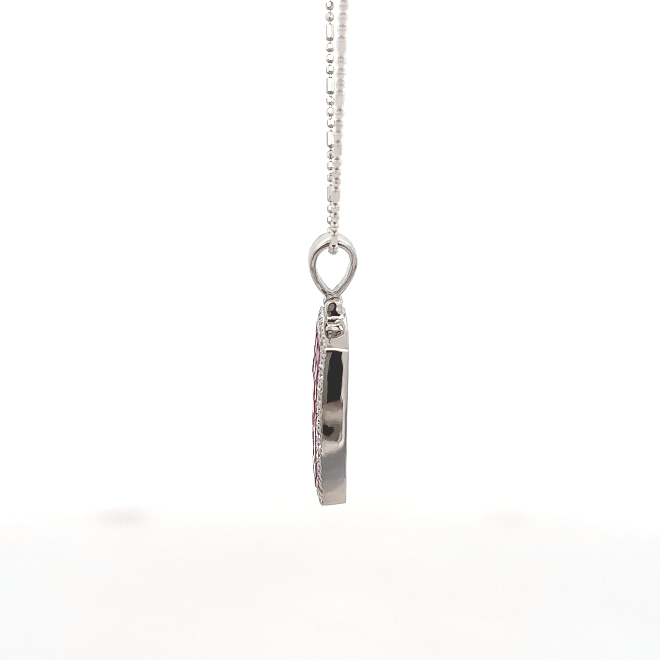 18k White Gold Ruby & White Diamonds Pendant