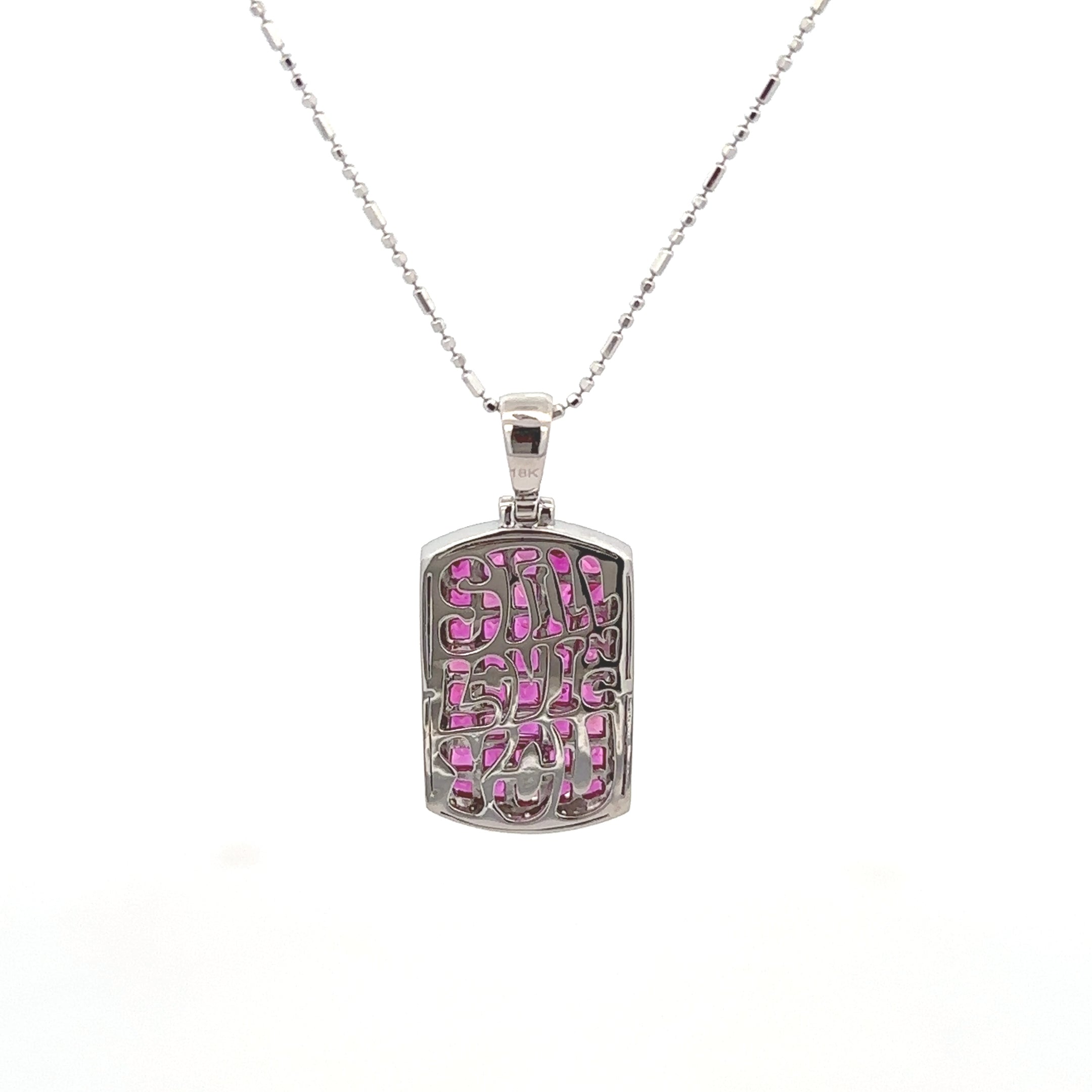 18k White Gold Ruby & White Diamonds Pendant
