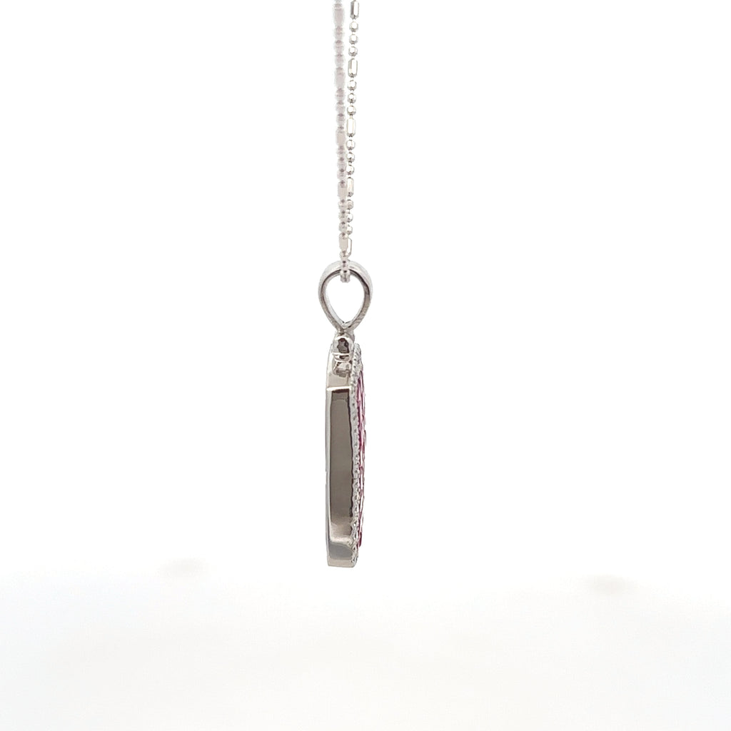 18k White Gold Ruby & White Diamonds Pendant