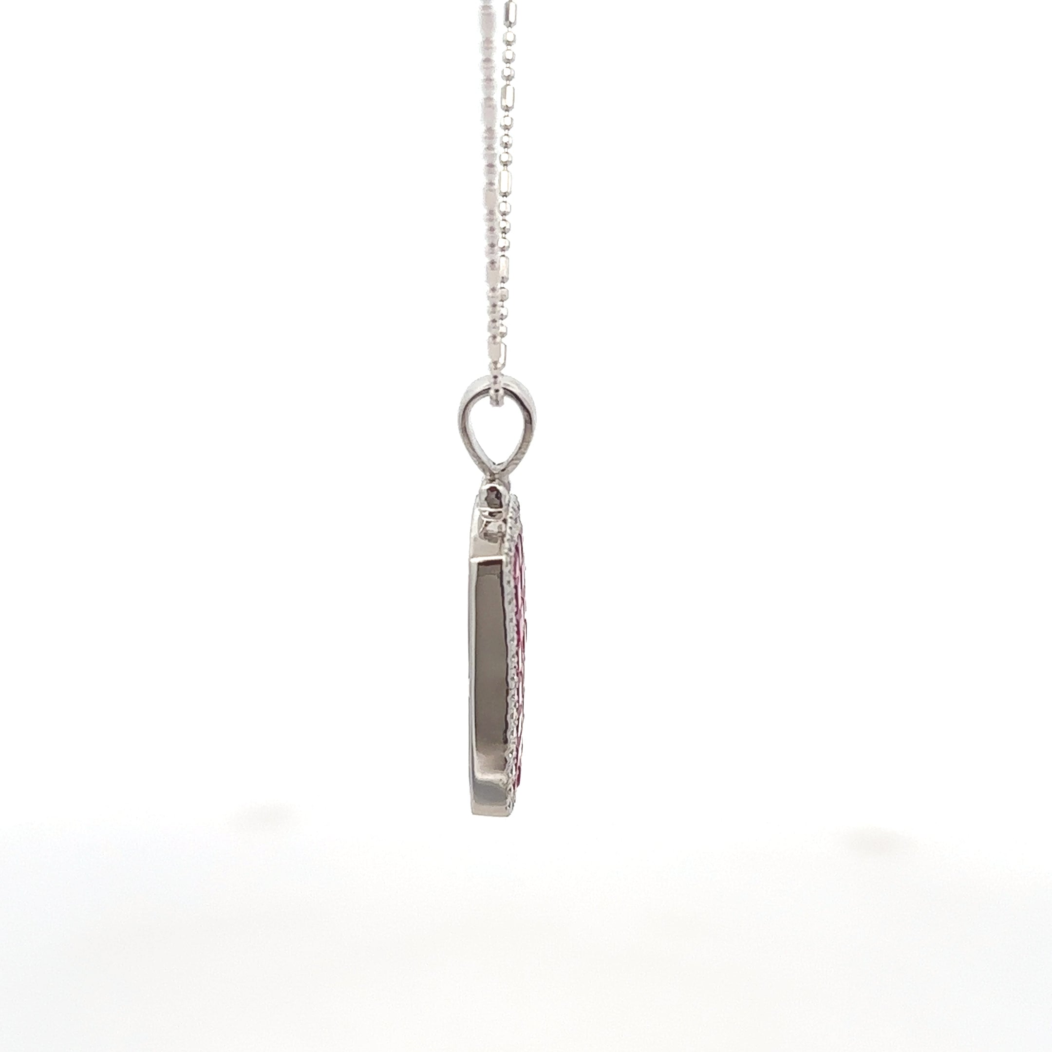 18k White Gold Ruby & White Diamonds Pendant