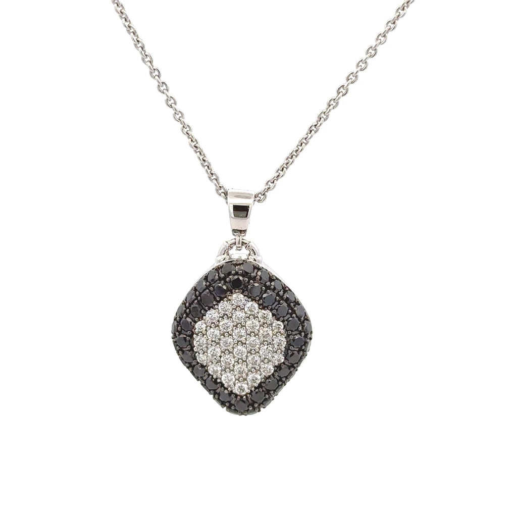 18k White Gold White Diamonds & Black Diamonds Pendants