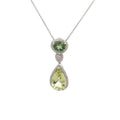 18k White Gold Green Tourmaline Green Beryl & White Diamonds Pendant