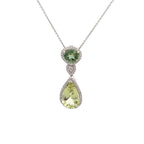 18k White Gold Green Tourmaline Green Beryl & White Diamonds Pendant