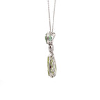 18k White Gold Green Tourmaline Green Beryl & White Diamonds Pendant