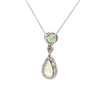 18k White Gold Green Tourmaline Green Beryl & White Diamonds Pendant