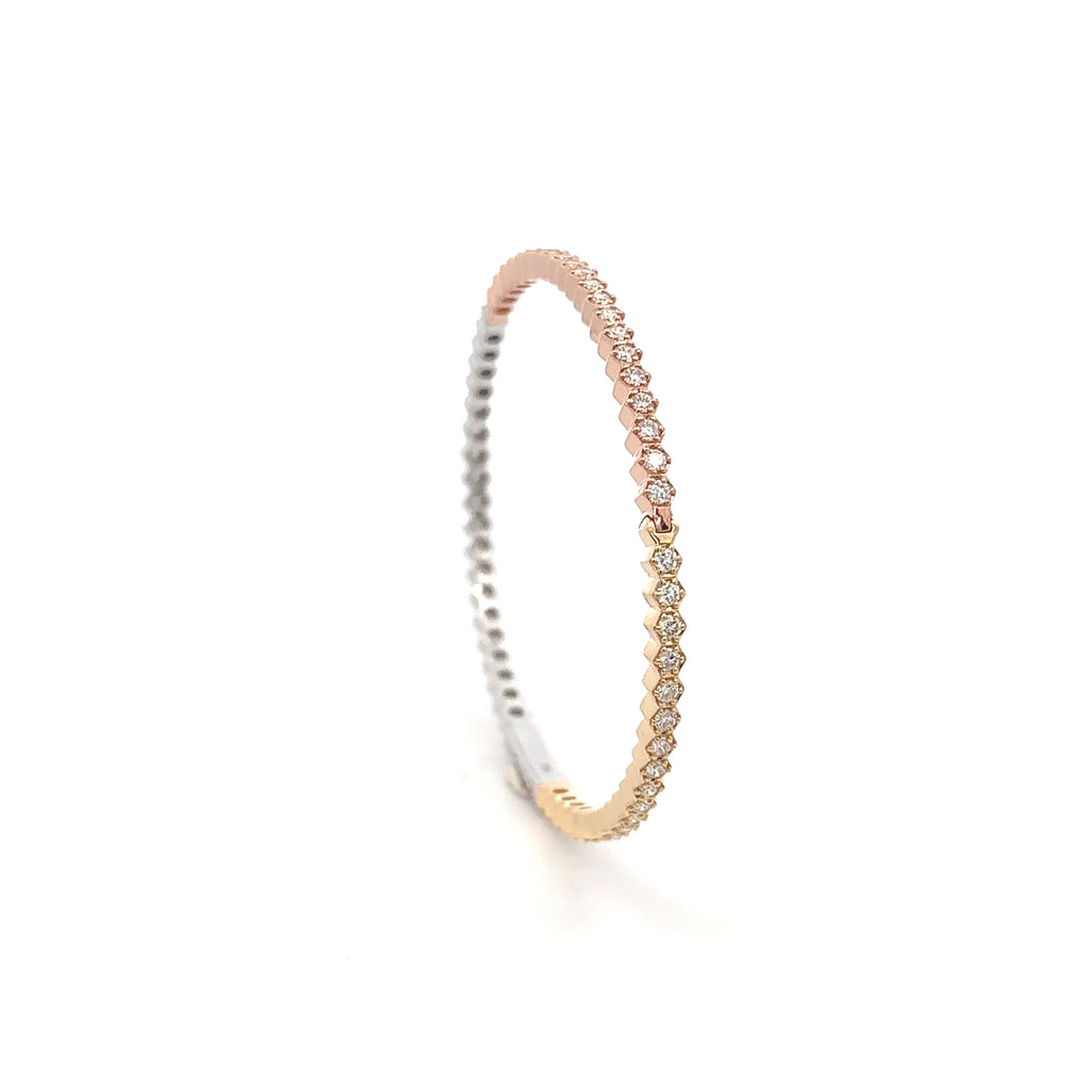 18k White & Pink & Yellow Gold White Diamonds Bangles