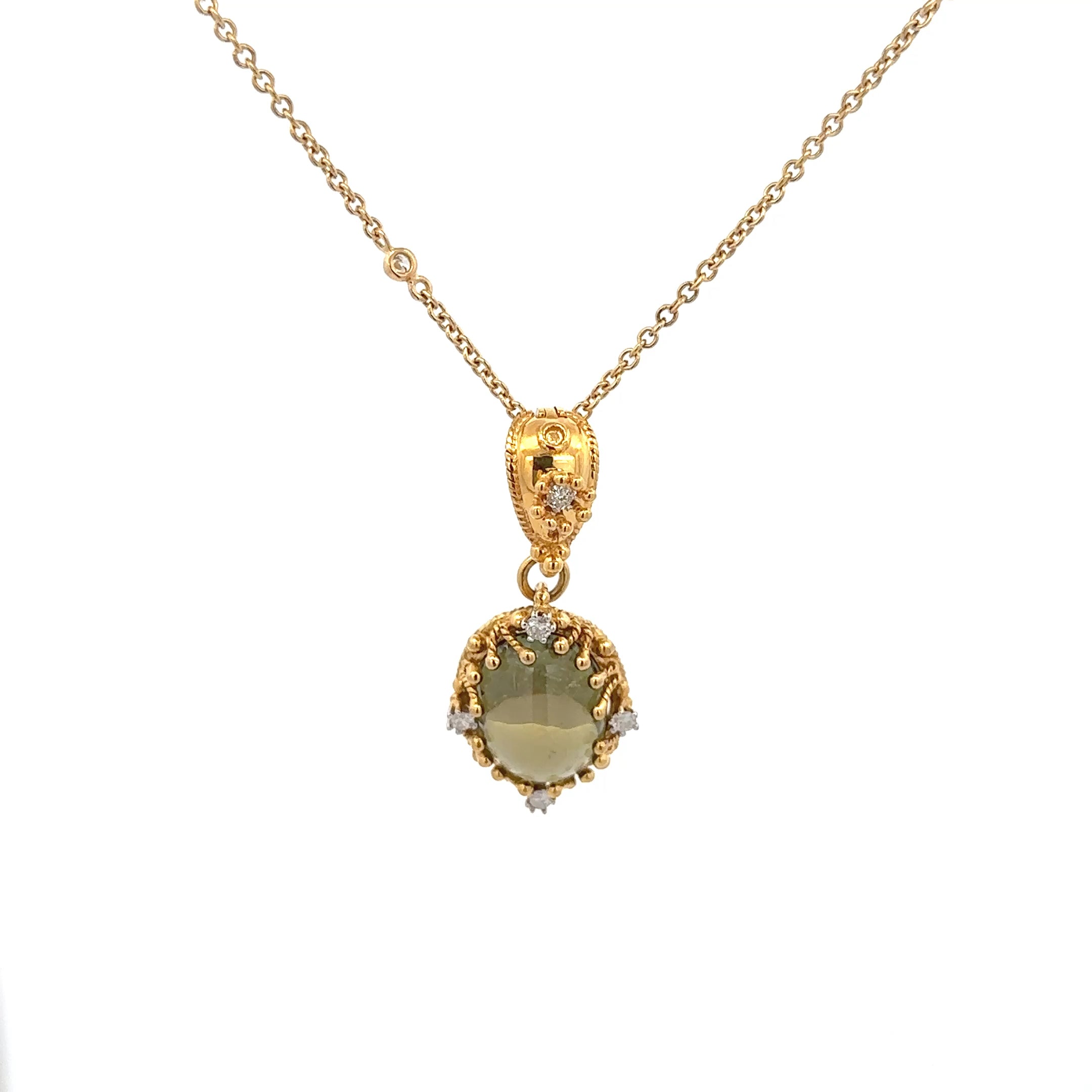 18k Yellow Gold Green.TM White Diamonds Pendants