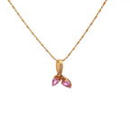 18k Pink Gold Pink Sapphire & White Diamonds Pendant
