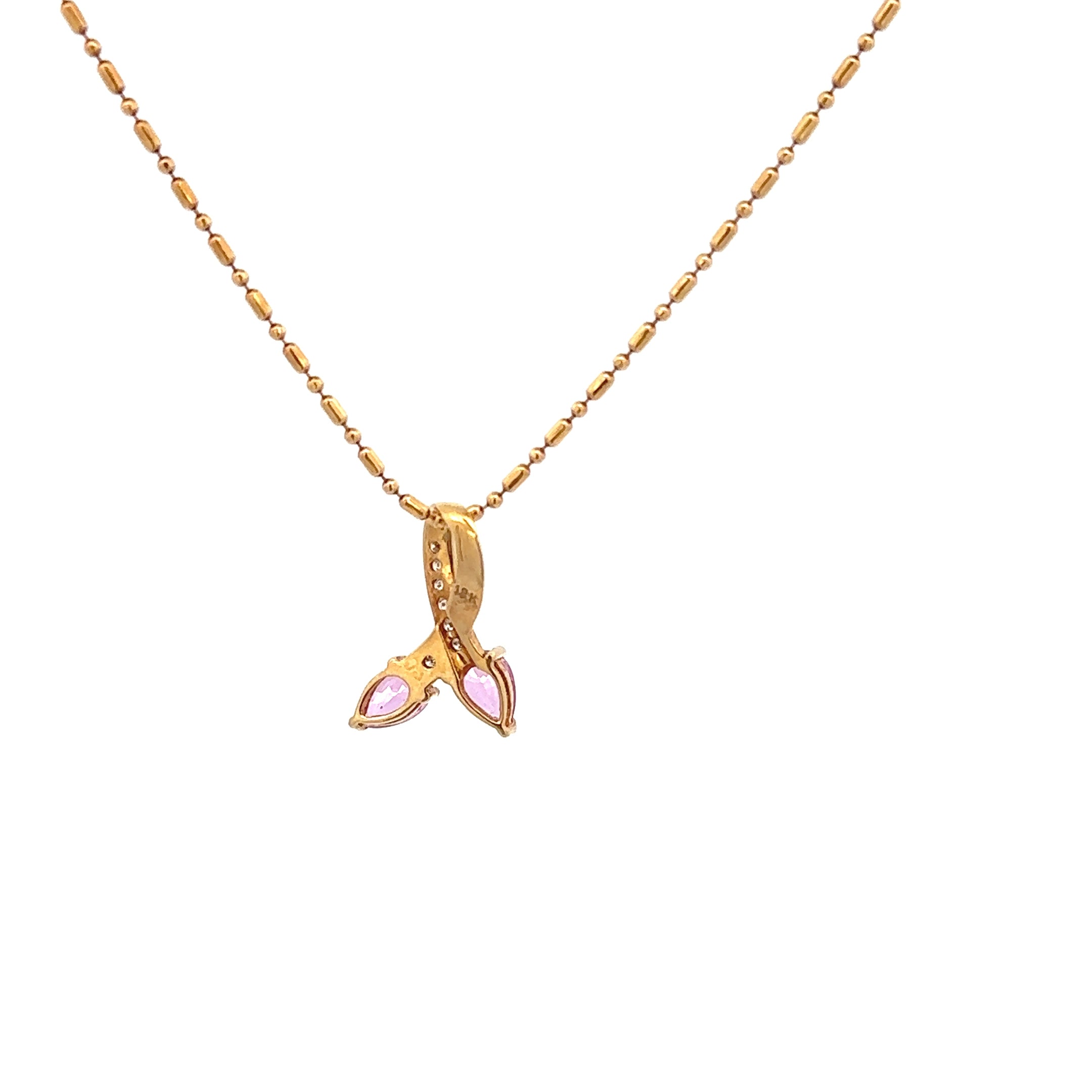 18k Pink Gold Pink Sapphire & White Diamonds Pendant