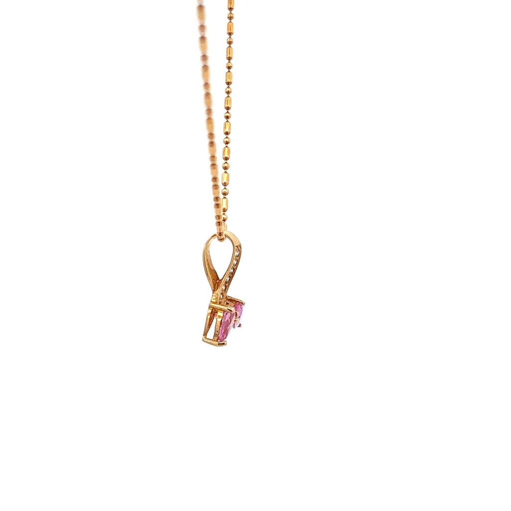 18k Pink Gold Pink Sapphire & White Diamonds Pendant