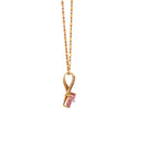 18k Pink Gold Pink Sapphire & White Diamonds Pendant