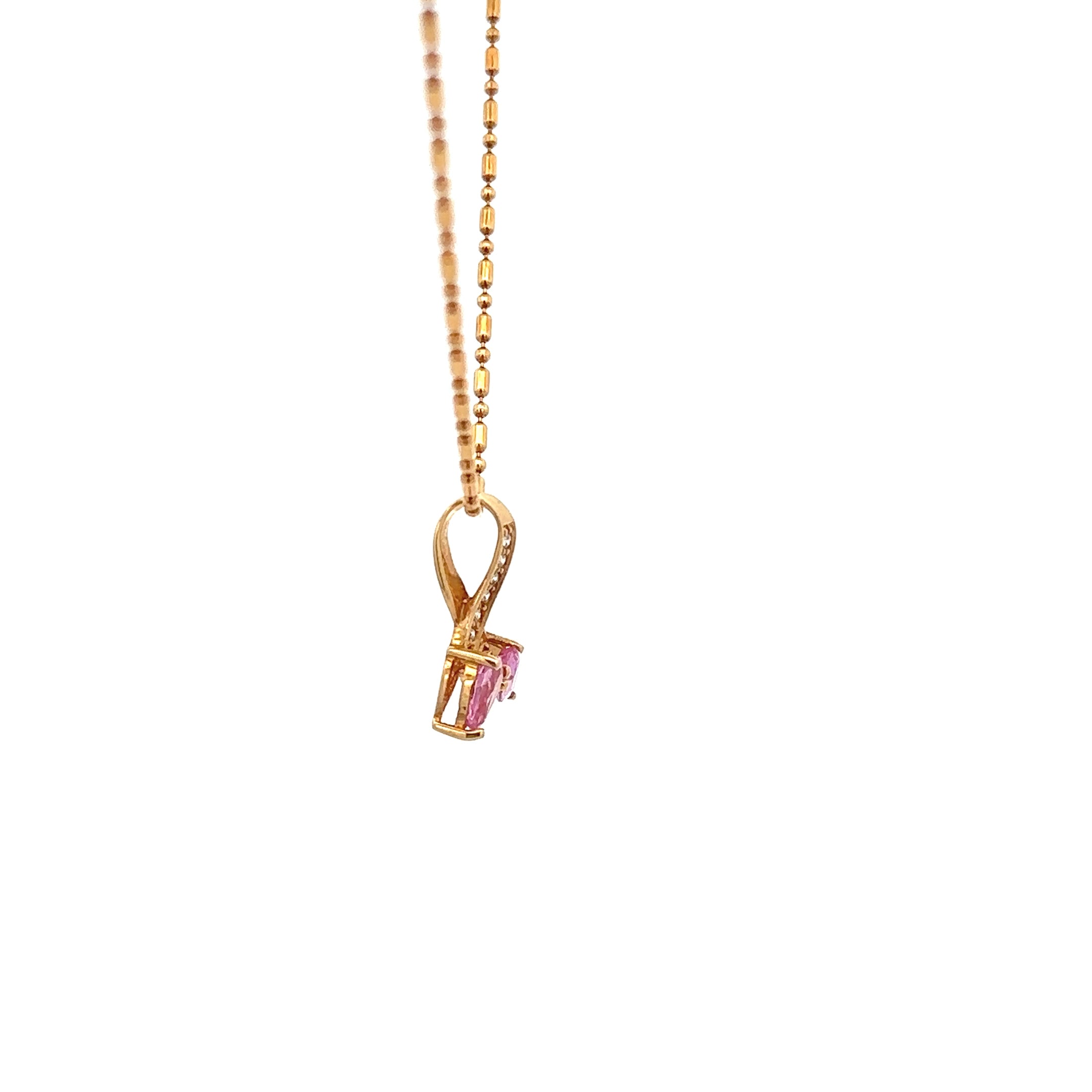 18k Pink Gold Pink Sapphire & White Diamonds Pendant