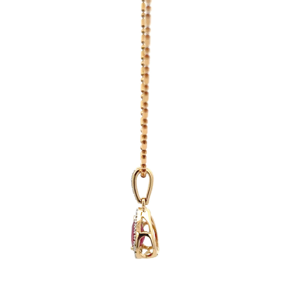 18k Yellow Gold Ruby & White Diamonds Pendant