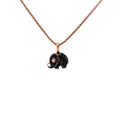 18K Rose Gold Elephant Pendant with White & Black Diamonds