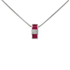 18k White Gold Ruby & White Diamonds Pendant