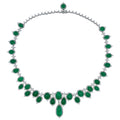 18k White Gold Emerald & White Diamonds Necklace