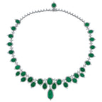 18k White Gold Emerald & White Diamonds Necklace