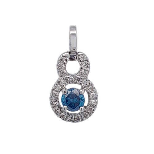 18k White Gold Blue Diamonds & White Diamonds Pendant