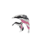 18k White Gold Pink Sapphire Onyx & White Diamonds Brooches