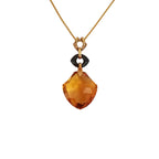 18k Yellow Gold Citrine & Onyx White Diamonds Pendant