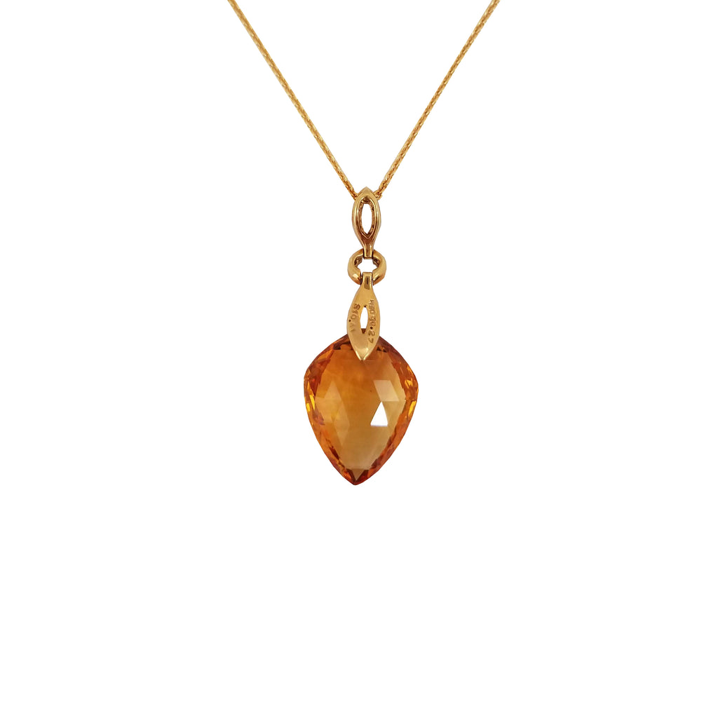 18k Yellow Gold Citrine & White Diamonds Pendant