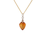 18k Yellow Gold Citrine & White Diamonds Pendant