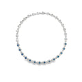 18 K White Gold Necklace with Natural Blue Sapphire & White Diamond