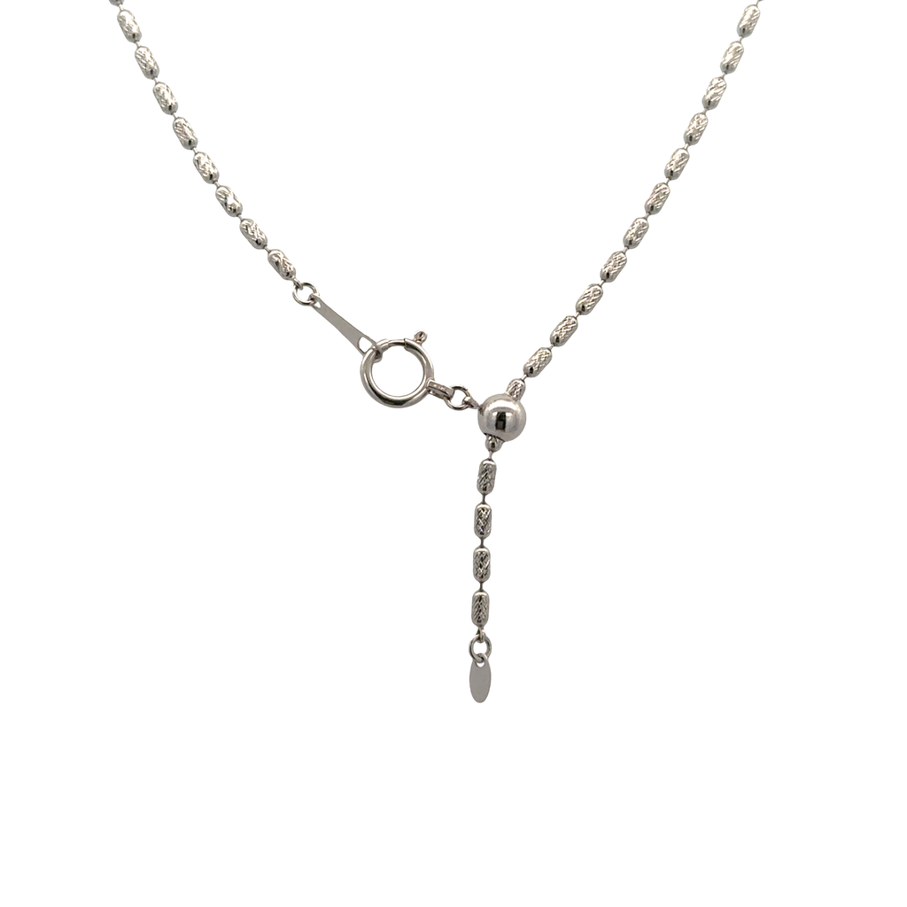 18K White Gold 18-Inch Textured Bead Chain