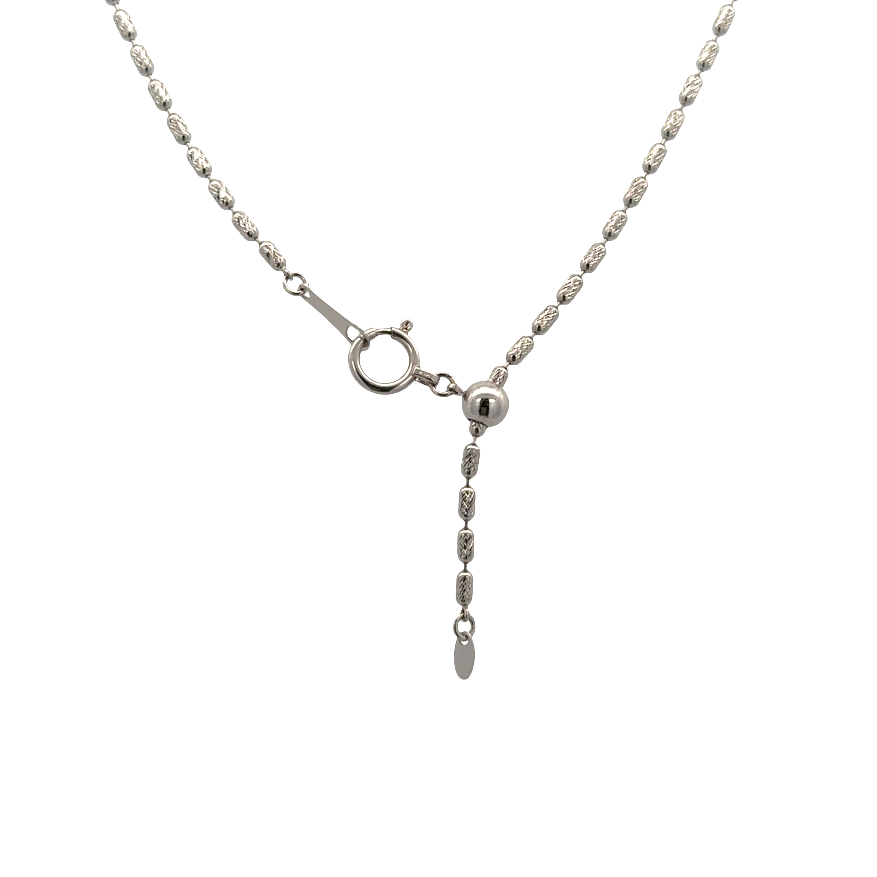 18K White Gold 18-Inch Textured Bead Chain