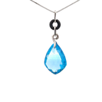 18k White Gold Swiss Blue & Onyx White Diamonds Pendant
