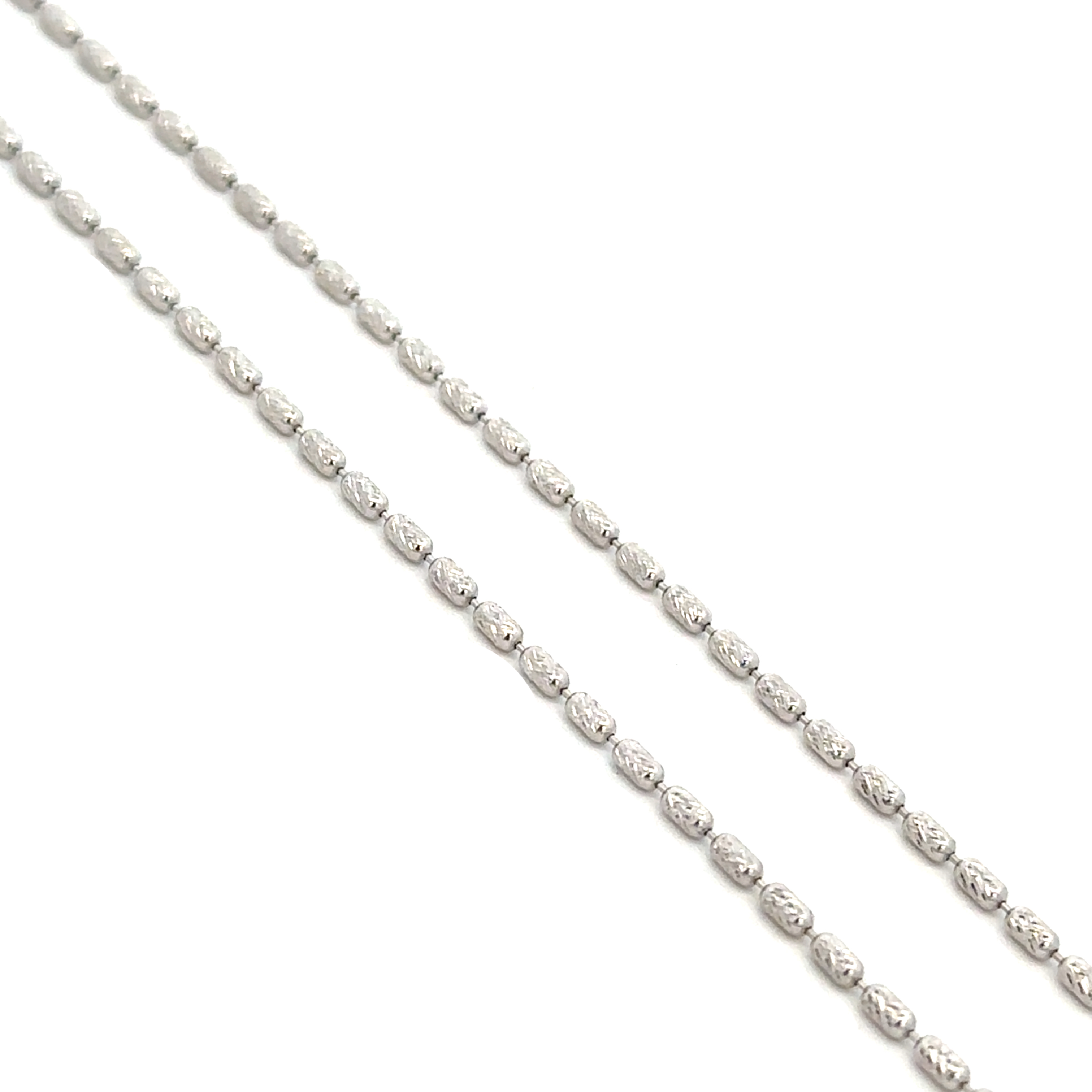 18K White Gold 18-Inch Textured Bead Chain