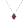 18k White Gold Ruby & White Diamonds Pendant & Necklace