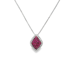 18k White Gold Ruby & White Diamonds Pendant & Necklace